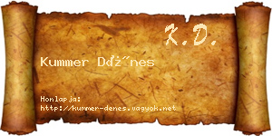 Kummer Dénes névjegykártya